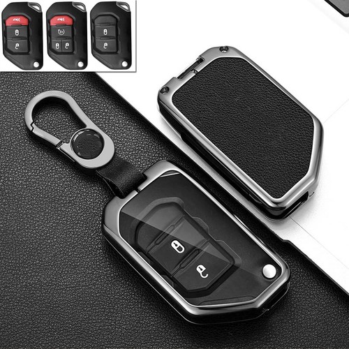 Zinc Alloy Leather Car Smart Key Case Cover For Jeep JT JL Wrangler Gladiator - Picture 10 of 13