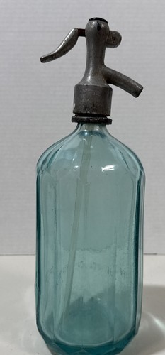 Romanian Seltzer Bottle Faceted Glass Blue/Green Vintage 3377-52 READ - Picture 14 of 18