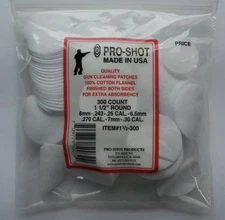 ProShot Cleaning Patches 6mm .30 Cal 1.50 Round 100 Cotton Flannel - 112300