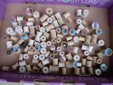 Large LOT  Vintage Wooden Thread Spools Crafts Primitive Farmhouse