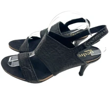 Pedro Garcia Sandals Women's Size Eu 40 Black Pebbled Leather Ankle Strappy Heel
