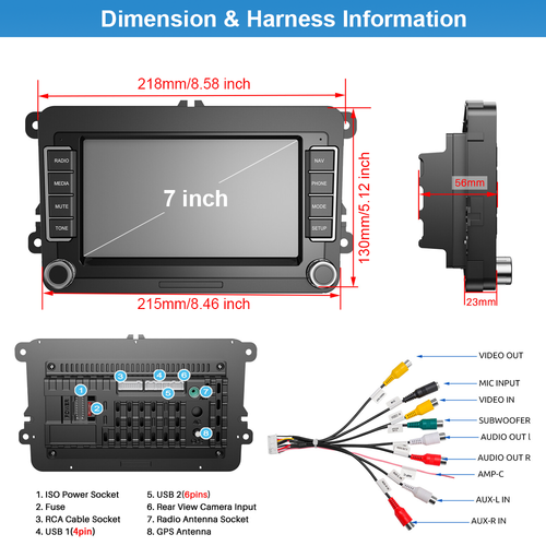 Car Stereo GPS Android 13 CarPlay Head Unit For VW Golf GTI MK5 MK6 Amarok Jetta - Picture 14 of 16