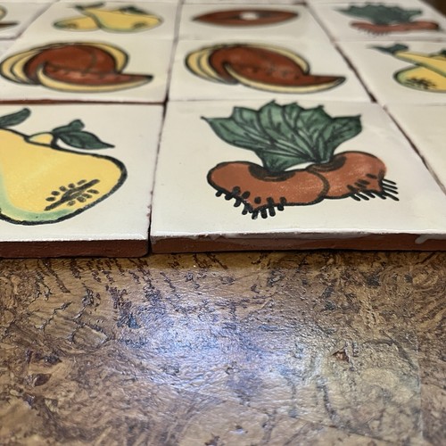 Lot Of 16 Mexican Vegetable tiles Talavera Kitchen Hand Painted 4x4” Square Boho - Picture 4 of 9