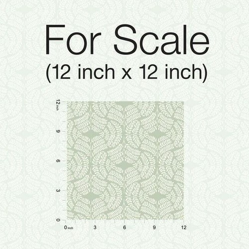 Wallpaper White Fern Leaf Trail on Green, 60 sq ft Bolt - Picture 3 of 4