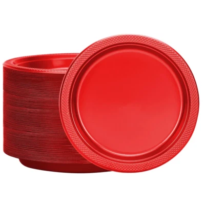 NICOLE FANTINI Wholesale 10 in Disposable Dinner Red Plastic Plates 100-5000 Bulk For Any event