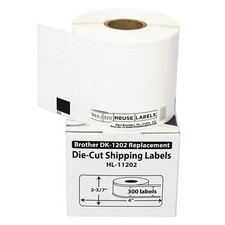 Non-OEM Fits BROTHER DK-1202 Labels (2-3/7" x 4") - (50) Rolls of 300