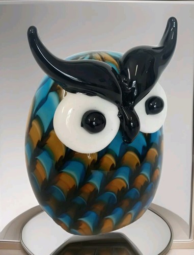 Glasfigur Eule Vogel Figur Uhu Skulptur Murano Art Kristallglas Glaskunst Deko - Bild 2 von 6