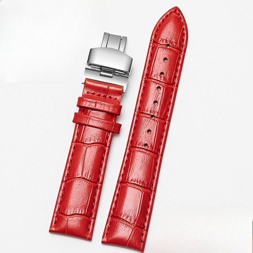 Double Sided Cowhide Butterfly Buckle Genuine Leather Watch Band Strap 12mm-24mm - Picture 18 of 41