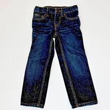 TUCKER + TATE Boys Girls Unisex Kids Jeans 3 Dark Wash Zipper Adjustable Waist