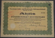 Vereinigte Licht- und Kraftwrke Aktiengesellschaft 1924 500 RM