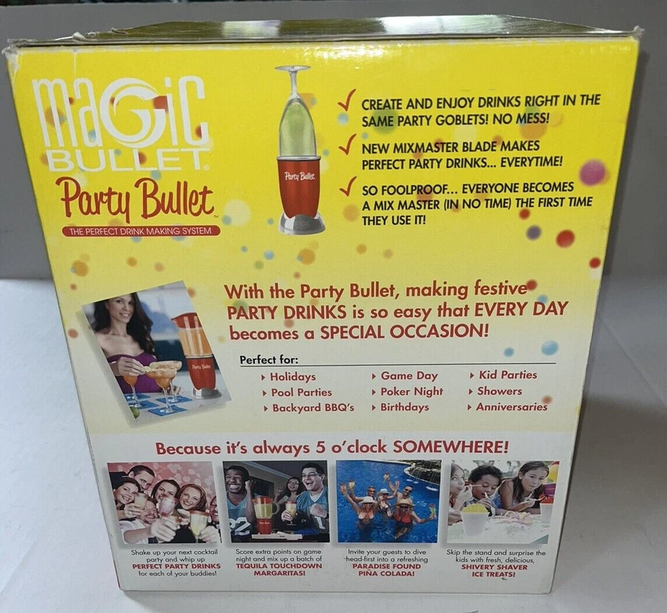 Magic Bullet THE PARTY BULLETT Blender Mixer Drink Making System Red Open Box - Image 2 of 4