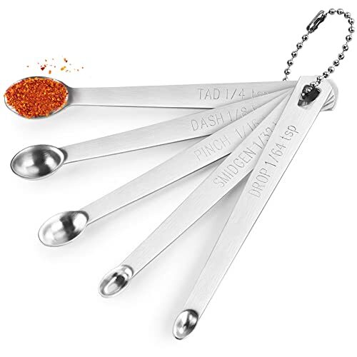 5 Pcs Stainless Steel Small Measuring Spoons Set Mini Measuring Teaspoons - Foto 1 di 7