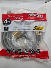 90-1020 Certified Appliance 3-Wire Eyelet 30-Amp Dryer Cord, 4ft