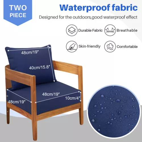 indoor Outdoor Patio Deep Seating Cushion Set with Ties Sofa Seat/Back Cushion - Picture 28 of 50
