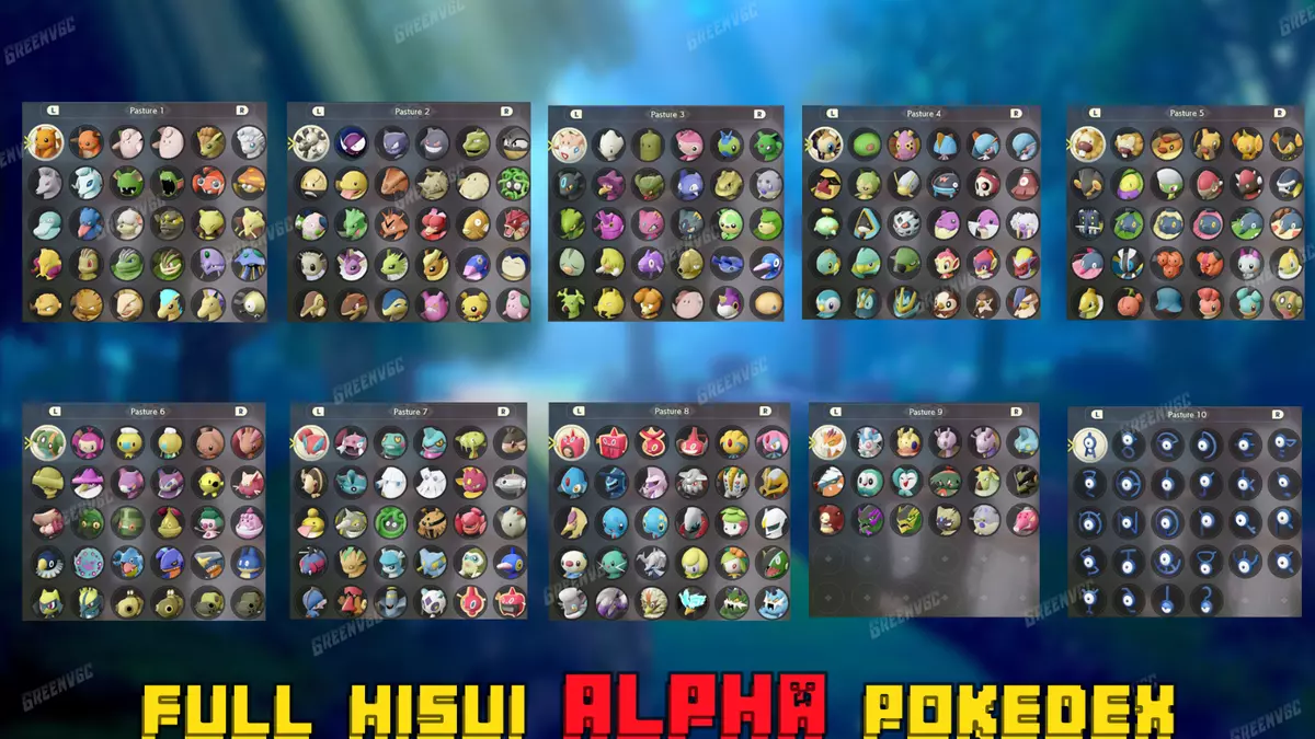 Pokemon Legends Arceus - All Alpha Shiny Pokemon Custom - ✨Hisui Pokedex✨