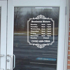 Custom Store BUSINESS Open Hours Vinyl Window Decal Sign Glass Door BS010
