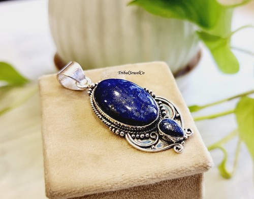 Blue Lapis Lazuli Pendant, 925 Sterling Silver, Bridesmaid Gifts,Gift For Her - Picture 6 of 10