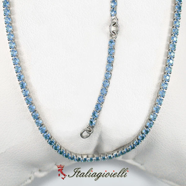 Cavigliera Tennis Topazio Brillante in Argento 925 Rodiato Oro Bianco - Immagine 4 di 4