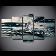 Monochrome Glass Guitar 5 Pieces Canvas Print Wall Art Poster Home Decoration