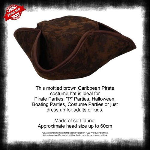 CARIBBEAN PIRATE TRICORN HAT Perfect For Costume Parties & Halloween Brand New - Picture 4 of 6