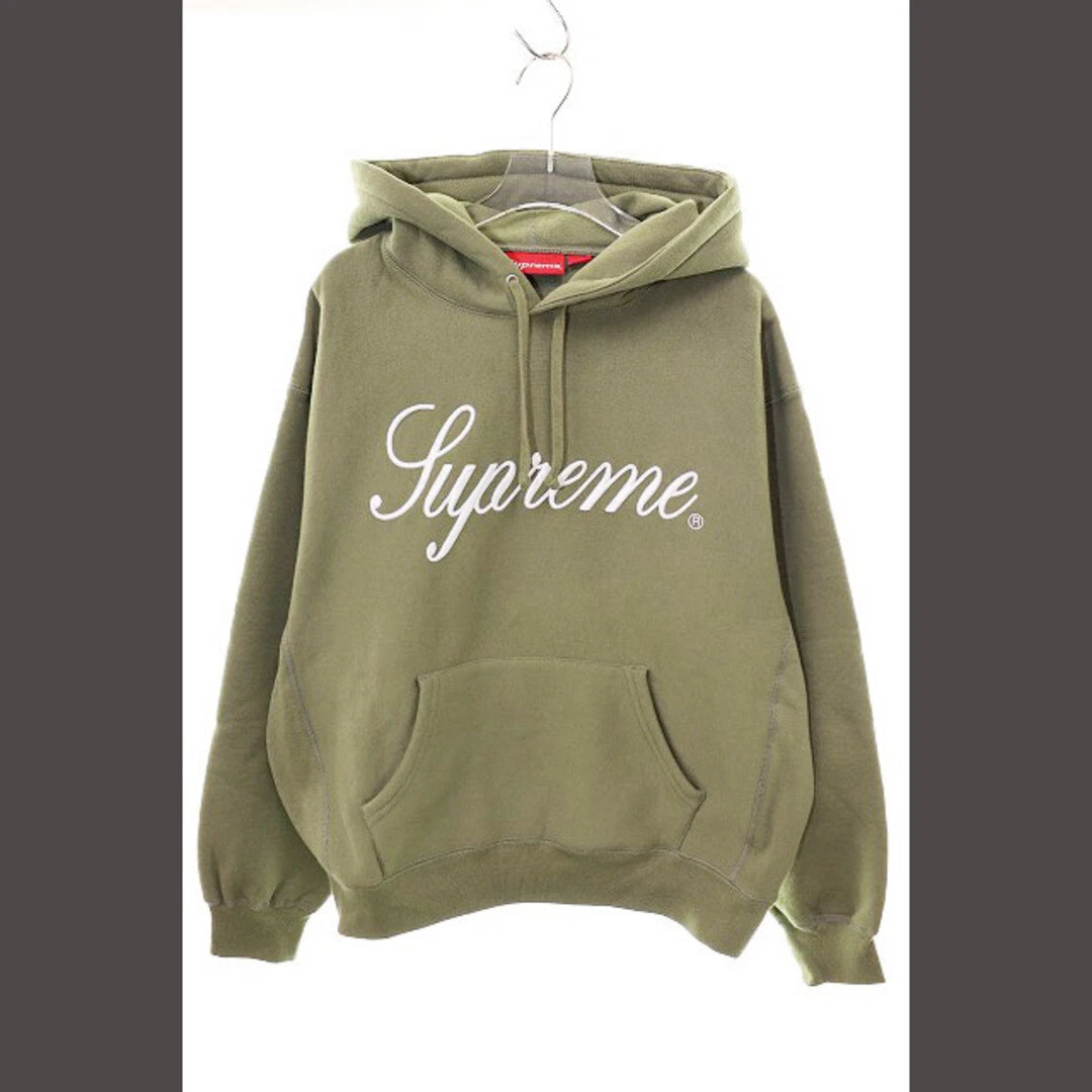 Sweat à capuche Supreme 23AW SCRIPT RELEVÉ LOGO BRODERIE KAKI A Occasion 72a2f0b6