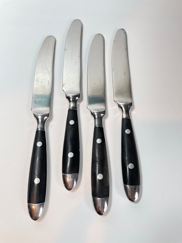 Vintage Williams-Sonoma Cafe-Black Stainless Steel Flatware Used 4 Dinner Knives - Bild 5 von 11