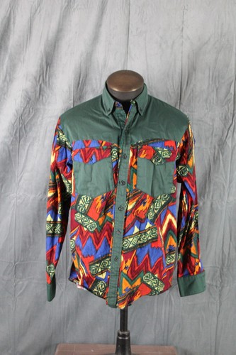 Vintage Western Shirt - Green and Adobe Pattern by Banjo - Men's Extra-Large - Picture 5 of 9