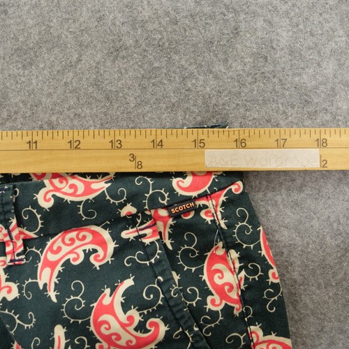 Scotch & Soda Shorts Mens 30 Black Red Paisley Floral Flat Front Chinos 8" - Picture 10 of 14