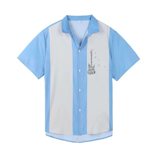 Summer Mens T-shirts Casual Short Sleeve Button-Down Shirts Stylish Print Top - Picture 43 of 56