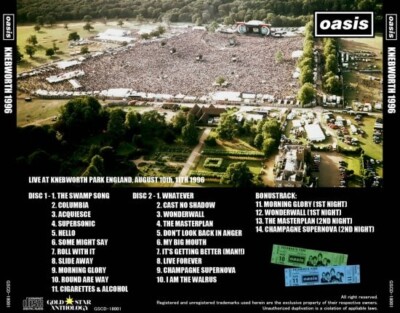 Oasis Live in Boston 1995とKnebworth 1996 OASIS 1996 LIVE AT KNEBWORTH PARK ENGLAND CD 2 Discs Set