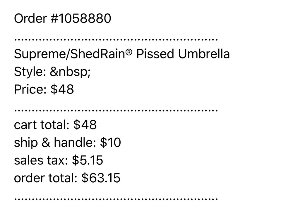 Зонт Supreme SS15 ShedRain® Pissed - Изображение 3 из 3