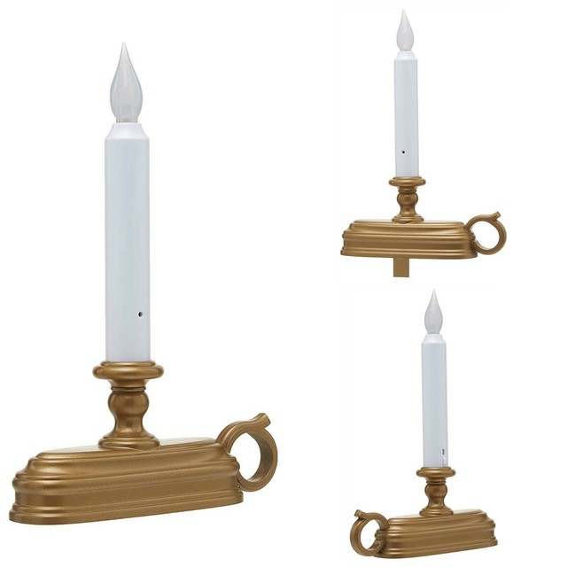 Four Battery Operated Led Window Candle With Sensor Gold 13 Four Battery Operated Led Window Candle