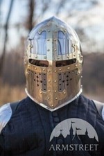 MEDIEVAL GREAT HELMET KNIGHT TEMPLAR CRUSADER HELMET 18GA LARP REENACTMENT