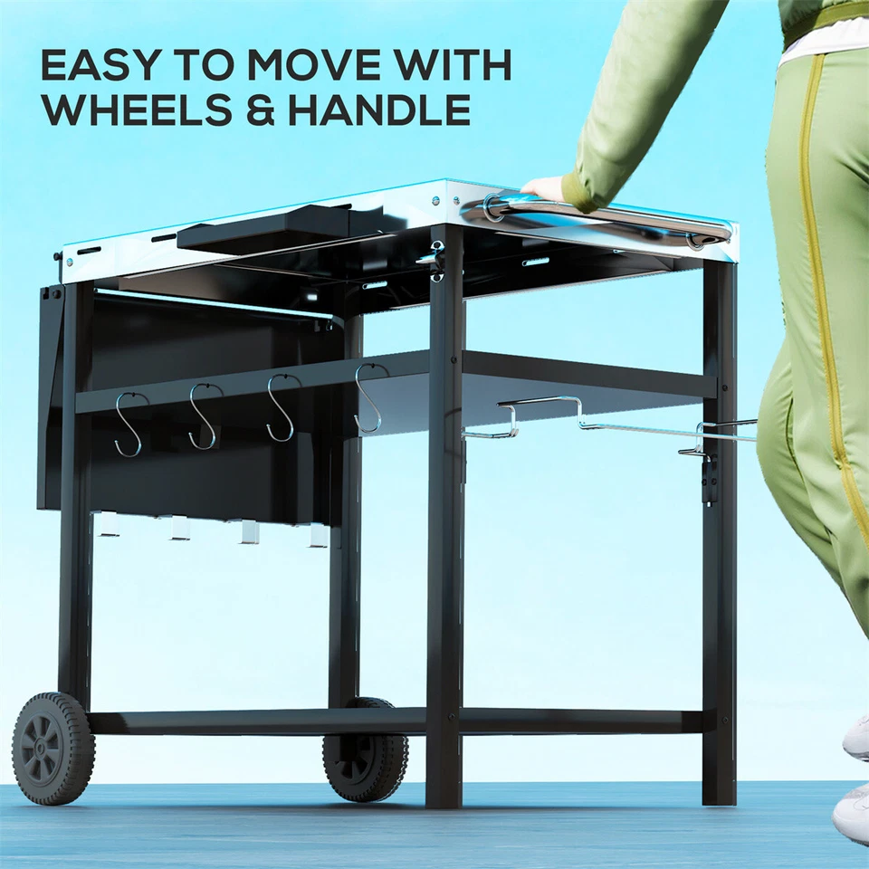 Carro de bar al aire libre mesa parrilla mesa auxiliar plegable para espacio de preparación adicional Foto 3 de 4