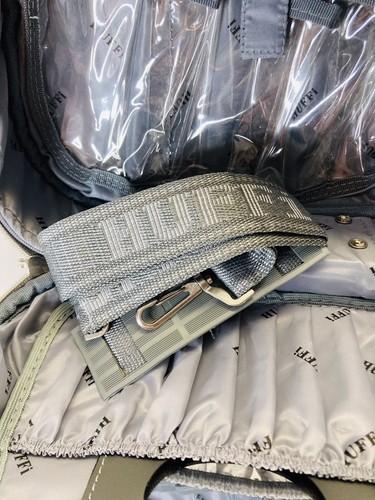 HUFFI Astuccio cosmetico trucco rigido da viaggio con scomparti cinturino tasche - Foto 6 di 9
