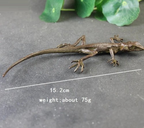 Brass Lizard Animal Figurine Small Statue Table Office Home Decoration Gifts - Picture 2 of 8
