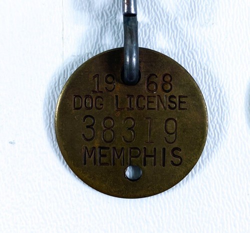 Memphis Tennessee Brass Dog Tag License 38319 12” 1968 Vintage - Picture 2 of 3