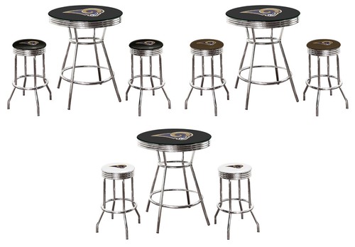 5PC NFL Bar Table Set Football Team Logo Decals w/ Backless Chrome Swivel Seats - Picture 42 of 46