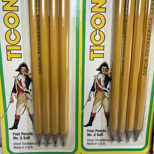 4 Pack Vintage Dixon Ticonderoga Pencils 1388 No. 2 Soft 4 Count Made in USA #2 - Picture 2 of 9