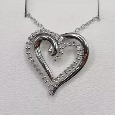 Round Simulated Diamond Women's Stunning Heart Pendant 14k White Gold Plated