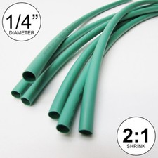 1/4" ID Green Heat Shrink Tube 2:1 ratio 0.25 wrap (6x9"= 4 ft) inch/feet/to 6mm