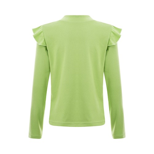 Kids Girls T-Shirt Ruffle Sleeves Tee School Top Stretch Shirts Solid Color - Picture 50 of 61