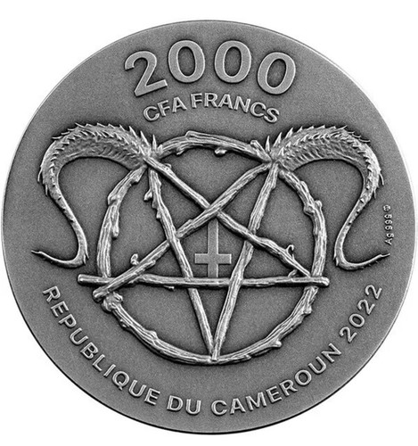 Silbermünze Mephistopheles Teufel und Dämonen 2022 2 oz 2000 Francs Kamerun - Bild 2 von 3