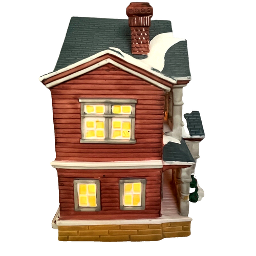A Lighted Victorian Sander House Celebrating Christmas Village Illuminated 1995 - Picture 12 of 17