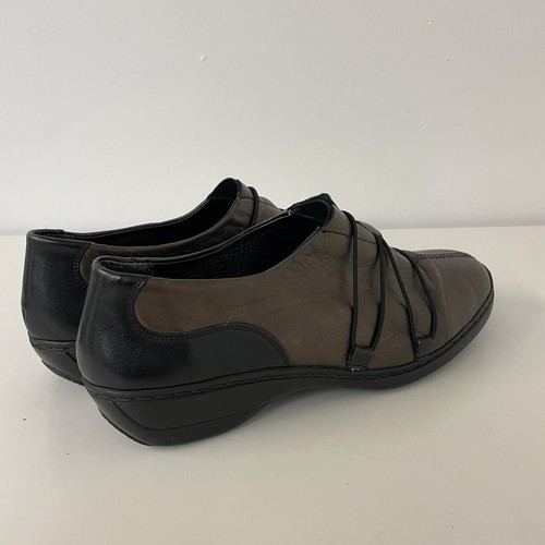 Dorndorf Shoes Black Bronze Leather Flat Slip On Comfort Square Toe Size 8 41 - Picture 6 of 10