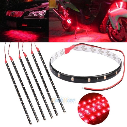 6x 12V 12"/30CM Flexible Red LED Strip Light Bar For Car Motorcycle Truck Boat