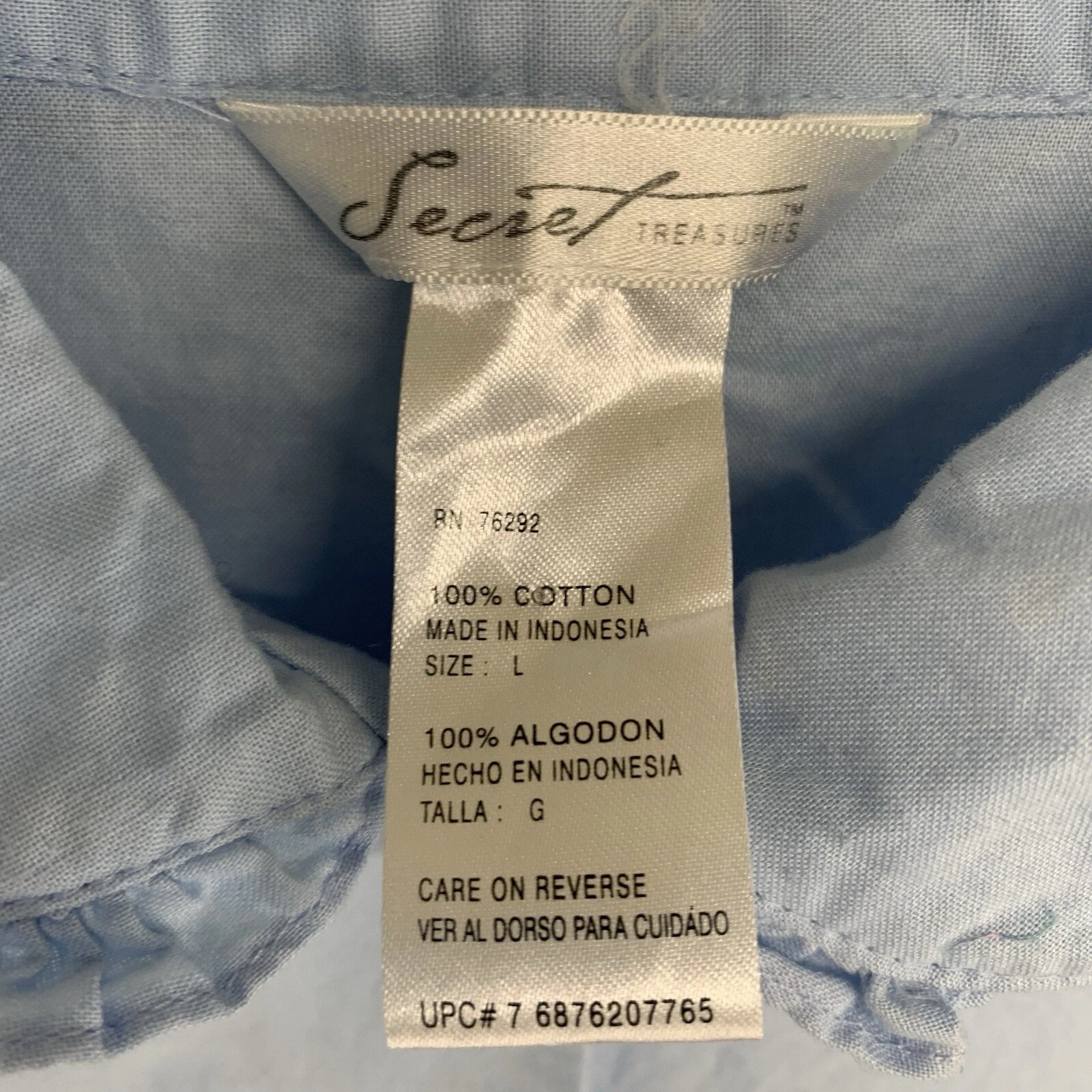 UNDERCOVER Abito da casa donna taglia large blu chiaro ricamato fiori rosa 100% cotone