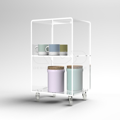 Carrello 35x20 mobiletto salvaspazio servitore in plexiglass - Foto 21 di 26