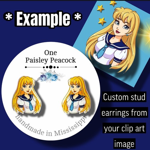 CUSTOM MADE STUD EARRINGS FROM ONE PAISLEY PEACOCK - Picture 8 of 15