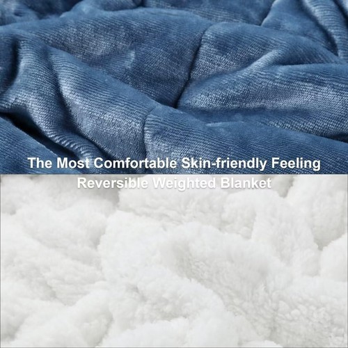 Luxurious 15lbs Sherpa and Flannel Weighted Blanket - Twin Size 48x72 inches - Picture 5 of 9